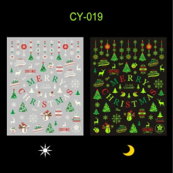 Наклейки новогодние светящиеся CY-019 на клейкой основе, ColorF