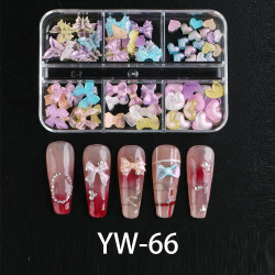 Объемные фигурки в боксе, YW-66 (бантики,сердечки,бабочки)