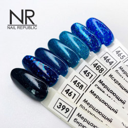 NR-451 Гель-лак, Мерцающий сине-зеленый (10 мл)