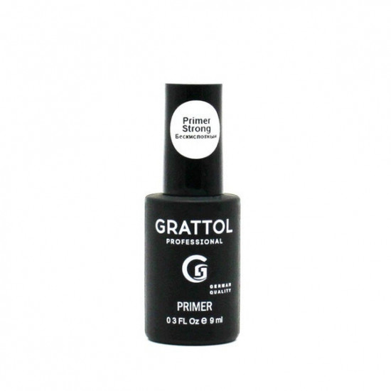 Grattol Primer acid-free Strong (Праймер безкисл. усиленный. Подходит для густых баз типа Kodi, тонких ногтей), 9 мл